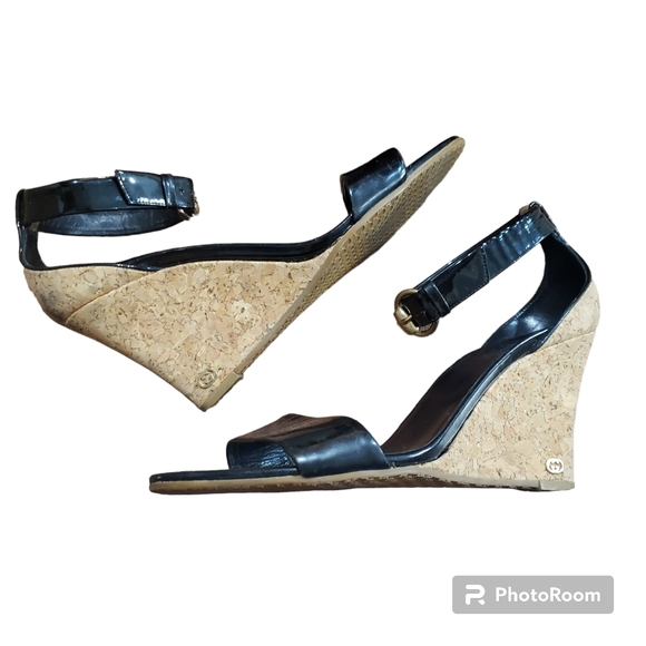 Gucci Wedge Sandals patent leather cork Wedge Size 9 - Picture 4 of 10